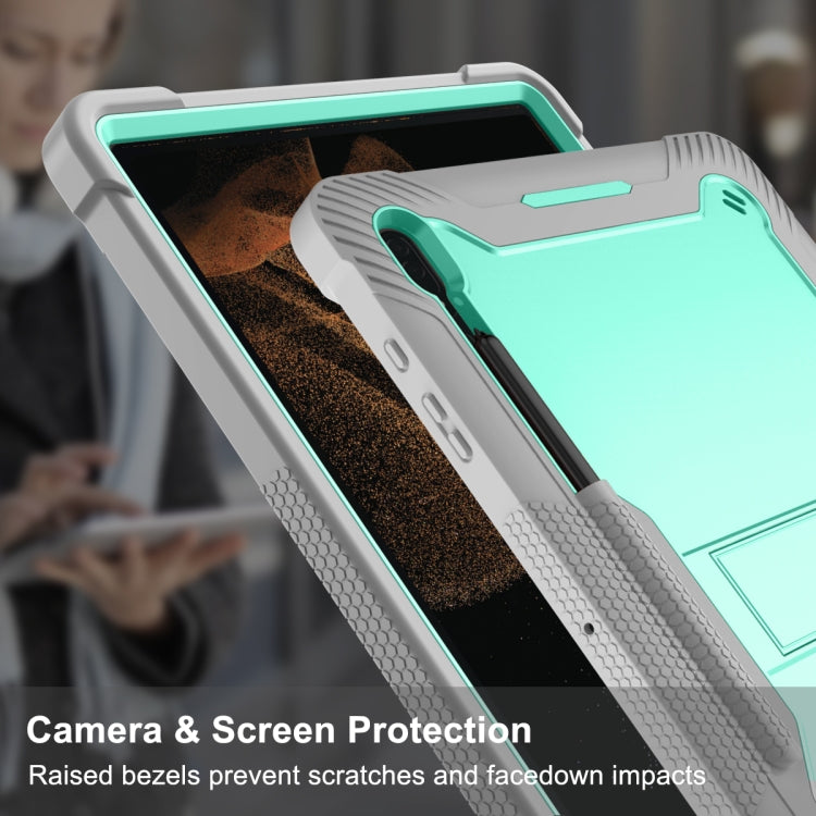 For Samsung Galaxy Tab S9 Ultra / S8 Ultra Silicone + PC Shockproof Protective Tablet Case(Grey + Green) - free shipping - PMC Jewellery - Order now!