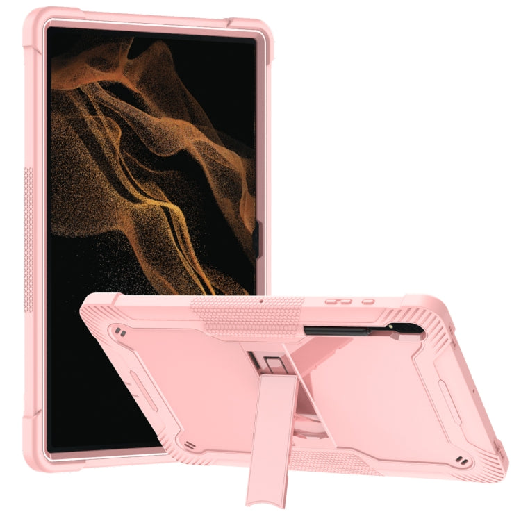 For Samsung Galaxy Tab S9 Ultra / S8 Ultra Silicone + PC Shockproof Protective Tablet Case(Rose Gold)