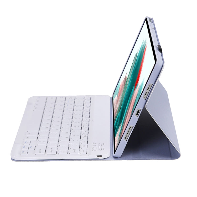 A08 Candy Color Ultra Thin Bluetooth Keyboard Leather Case For Samsung Galaxy Tab A8 10.5 2021 SM-X200 / SM-X205(Purple) - Samsung Keyboard by PMC TechLife | Online Shopping South Africa | PMC TechLife