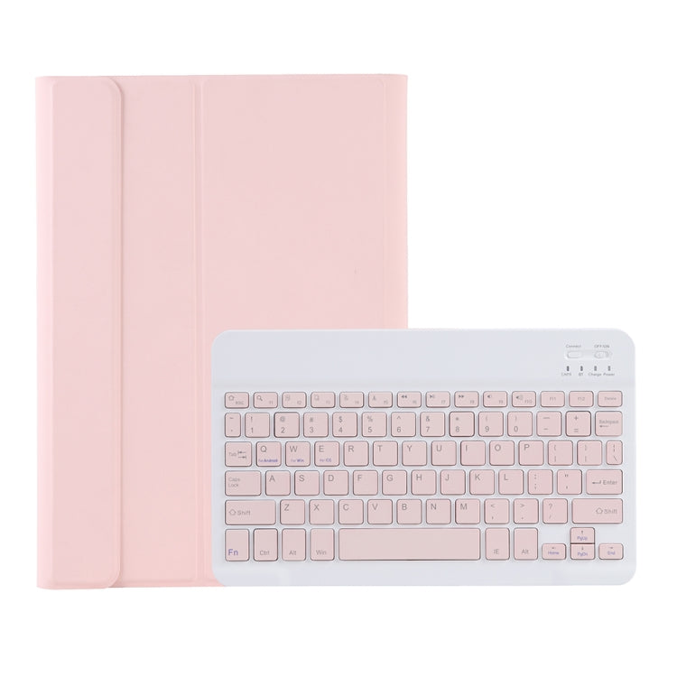 A08B Candy Color Bluetooth Keyboard Leather Case with Pen Slot For Samsung Galaxy Tab A8 10.5 2021 SM-X200 / SM-X205(Pink)