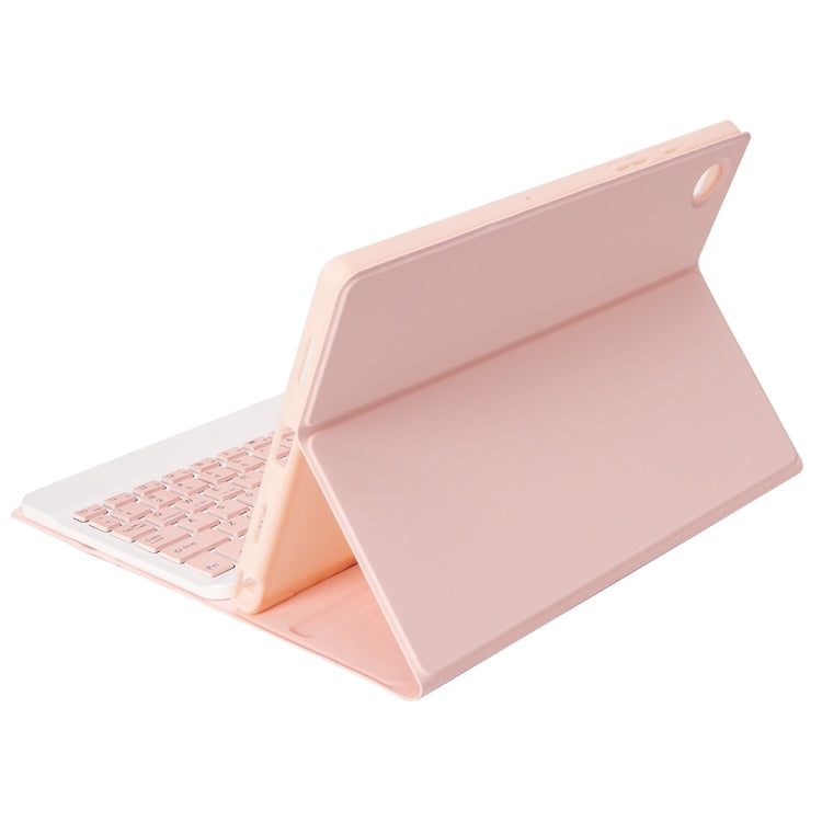 A08B Candy Color Bluetooth Keyboard Leather Case with Pen Slot For Samsung Galaxy Tab A8 10.5 2021 SM-X200 / SM-X205(Pink)