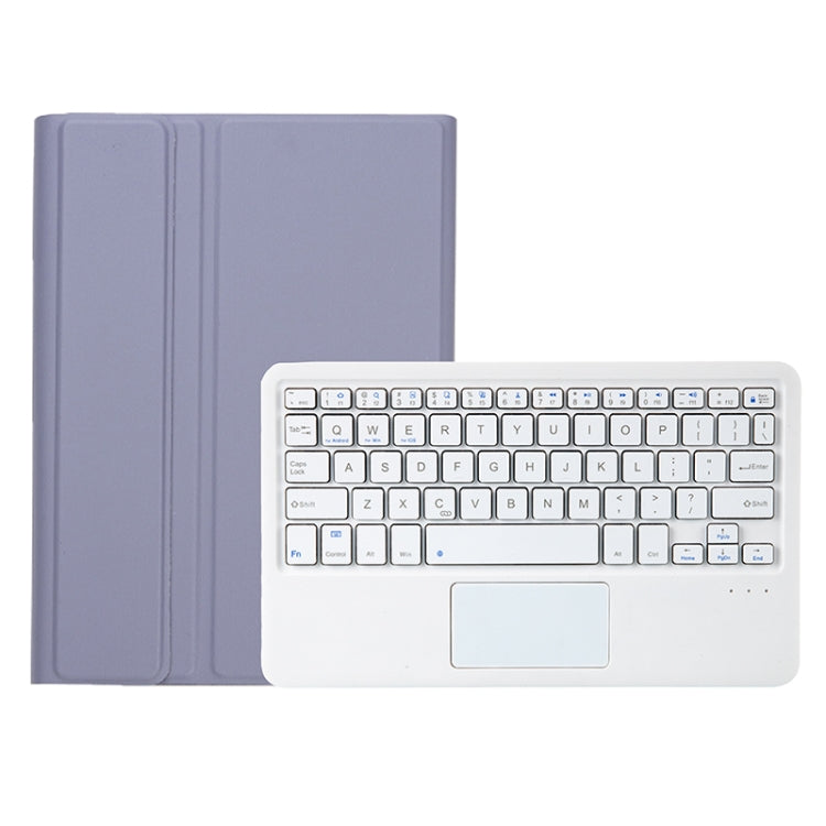 A08B-A Candy Color Bluetooth Keyboard Leather Case with Pen Slot & Touchpad For Samsung Galaxy Tab A8 2021 SM-X205 / SM-X200(Purple)