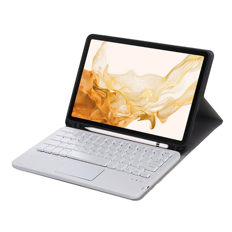 A700B-A Bluetooth Keyboard Leather Case with Pen Slot & Touchpad For Samsung Galaxy Tab S8 11 inch SM-X700 / SM-X706(Rose Gold)