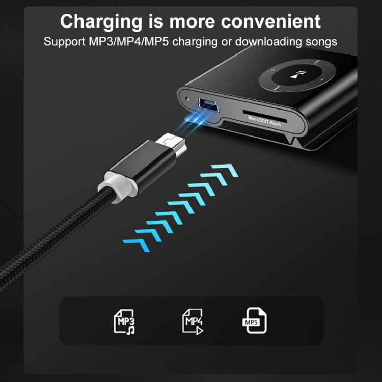 5 PCS Mini USB to USB A Woven Data / Charge Cable for MP3, Camera, Car DVR, Length:2m(Black) - free shipping - PMC Jewellery - Order now!