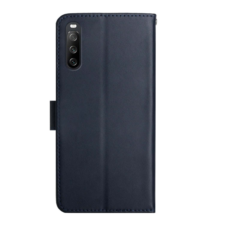 For Sony Xperia 10 III Genuine Leather Fingerprint-proof Flip Phone Case(Blue)