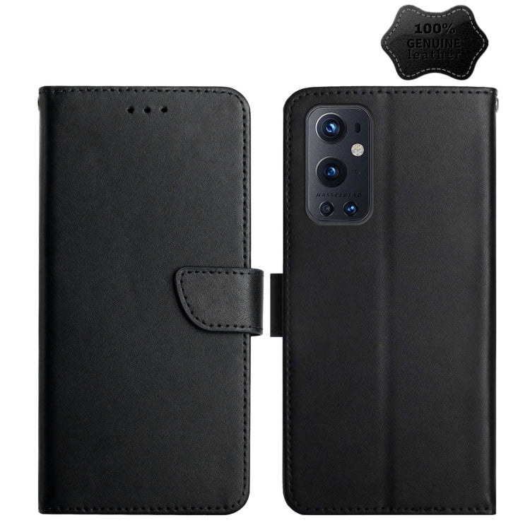 For OnePlus 9 Pro Genuine Leather Fingerprint-proof Horizontal Flip Phone Case(Black)