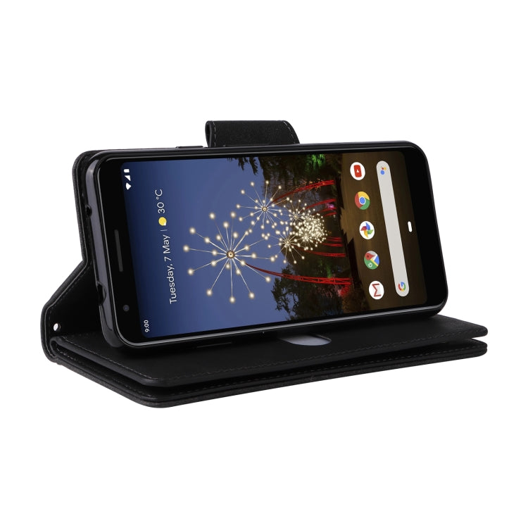 For Google Pixel 3A Rivet Buckle 9 Cards Three Fold Leather Phone Case(Black) - Google Cases by PMC TechLife | Online Shopping South Africa | PMC TechLife | Buy Now Pay Later Mobicred