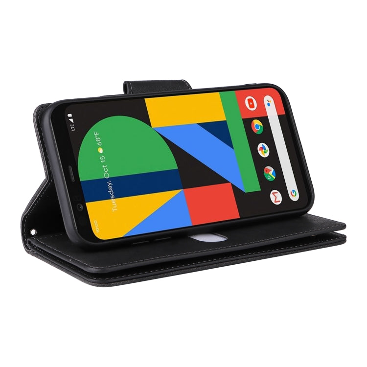 For Google Pixel 4 XL Rivet Buckle 9 Cards Three Fold Leather Phone Case(Black)