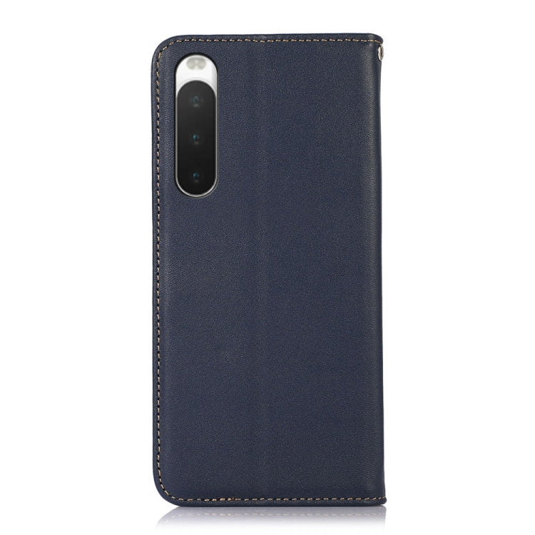 For Sony Xperia 10 IV KHAZNEH Nappa Top Layer Cowhide Leather Phone Case(Blue)
