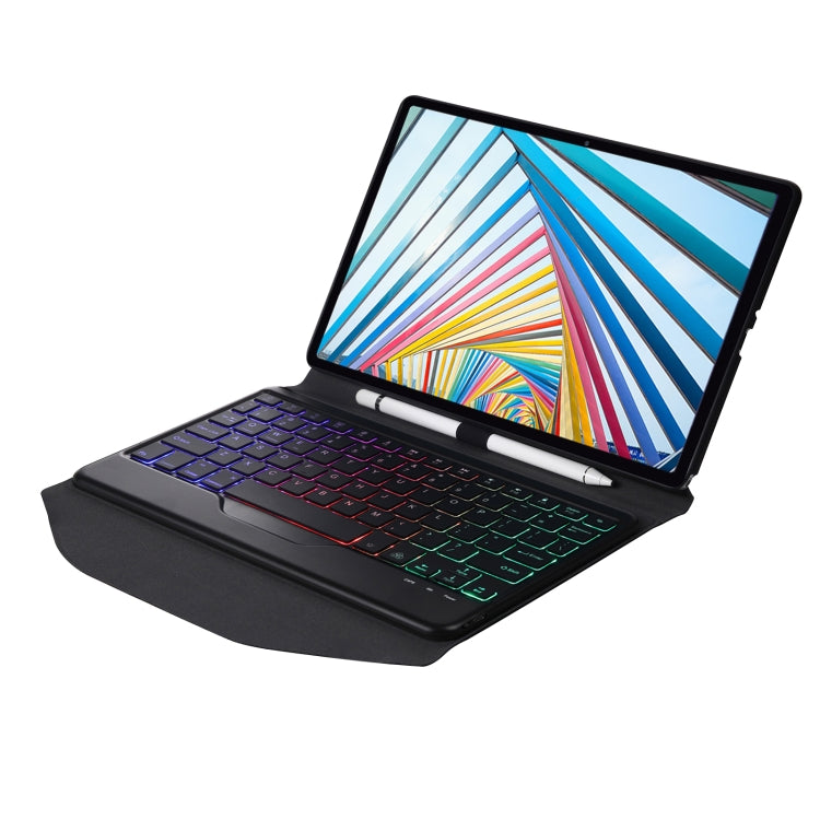 BM20S Backlight Diamond Texture Bluetooth Keyboard Leather Case with Triangle Back Support For Lenovo M10 Plus 10.3 inch TB-X606 / TB-X606F(Black + Black)