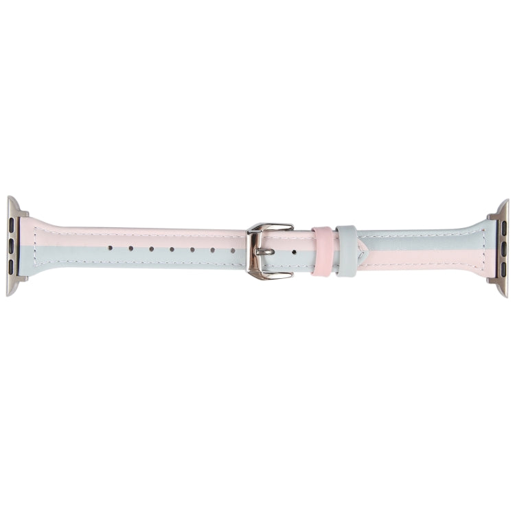 Genuine Leather Watch Band For Apple Watch Series 9&8&7 41mm / SE 3&SE 2&6&SE&5&4 40mm / 3&2&1 38mm(Pink Blue)