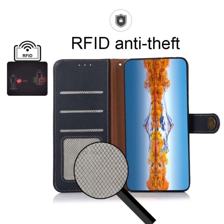 For Nokia X100 KHAZNEH Custer Genuine Leather RFID Phone Case(Blue) - Nokia Cases by PMC TechLife | Online Shopping South Africa | PMC TechLife | Buy Now Pay Later Mobicred