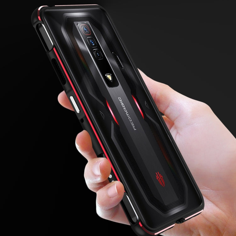 For ZTE nubia Red Magic 7 Aurora Series Metal Frame Phone Case(Black Blue) - ZTE Cases by PMC Jewellery | Online Shopping South Africa | PMC Jewellery | Buy Now Pay Later Mobicred