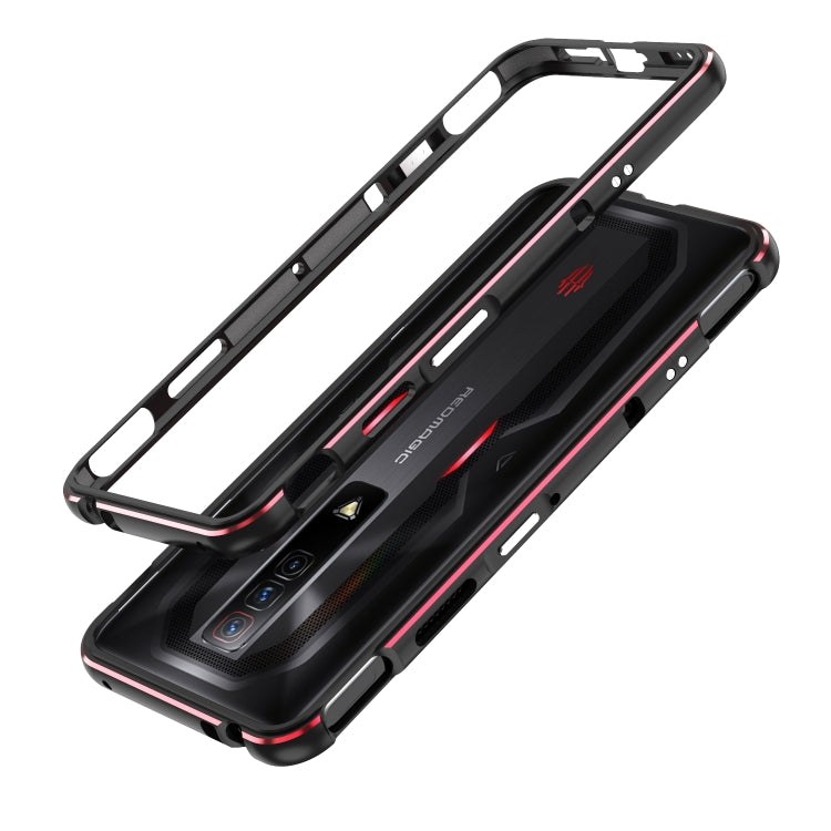 For ZTE nubia Red Magic 7 Pro Aurora Series Metal Frame Phone Case(Black Red)