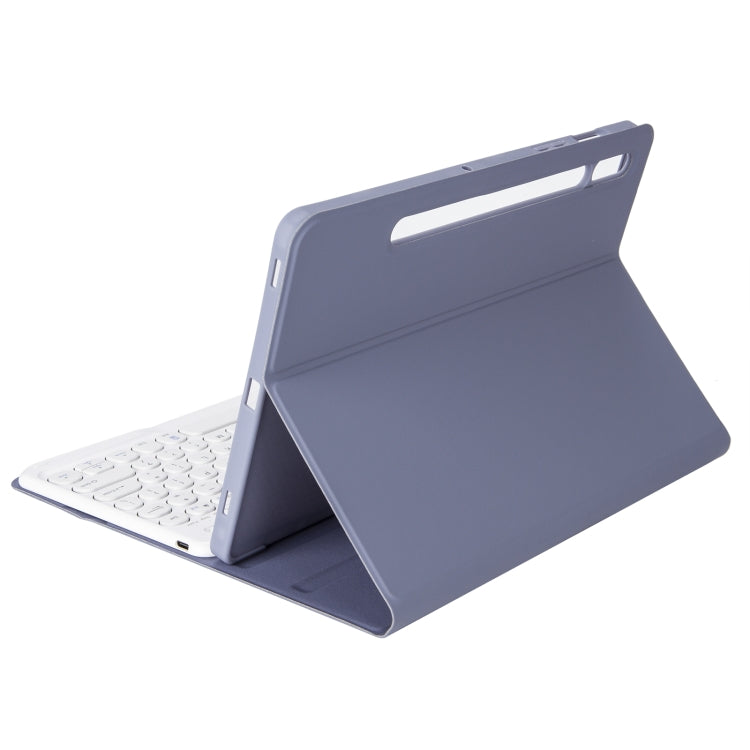 YA08B Candy Color Skin Feel Texture Round Keycap Bluetooth Keyboard Leather Case For Samsung Galaxy Tab A8 10.5 2021 SM-X200 / SM-X205(Purple)