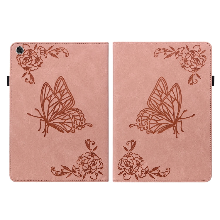 For Lenovo M10 Plus 10.3 TB-X606F/TB-X606X Butterfly Flower Embossed Leather Tablet Case(Rose Gold)