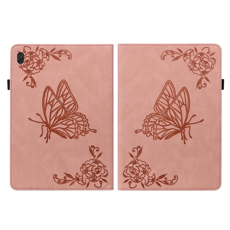 For Lenovo Tab M10 TB-X605L/X605F Butterfly Flower Embossed Leather Tablet Case(Rose Gold)