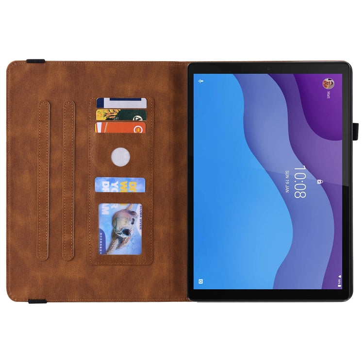 For Lenovo Tab M10 HD 2nd Gen TB-X306X/TB-X306F Butterfly Flower Embossed Leather Tablet Case(Brown)