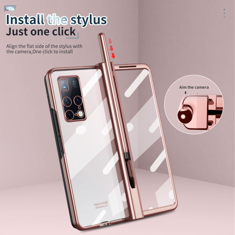 For Huawei Mate X2 Full Body Electroplating Hinge Phone Case with Stylus(Pink) - Huawei Cases by PMC TechLife | Online Shopping South Africa | PMC TechLife | Buy Now Pay Later Mobicred