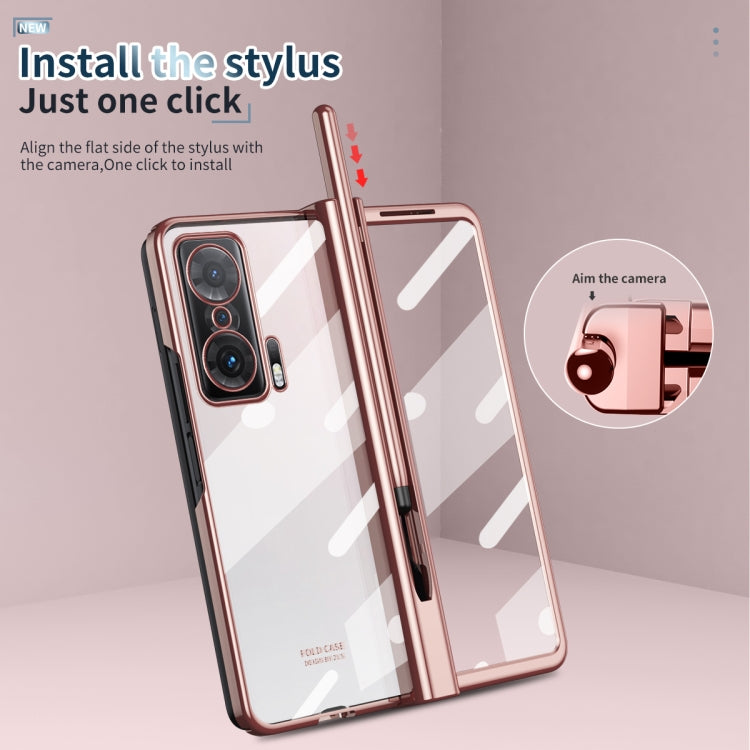 For Honor Magic V Full Body Electroplating Hinge Phone Case with Stylus(Pink) - Honor Cases by PMC TechLife | Online Shopping South Africa | PMC TechLife