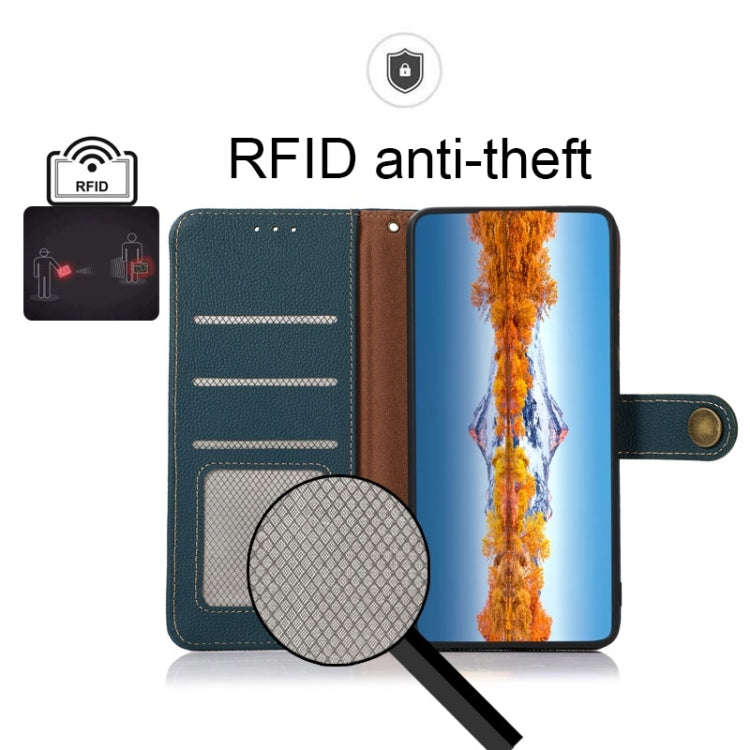 For Sharp Aquos R7 KHAZNEH Custer Genuine Leather RFID Phone Case(Green) - More Brand by PMC TechLife | Online Shopping South Africa | PMC TechLife | Buy Now Pay Later Mobicred