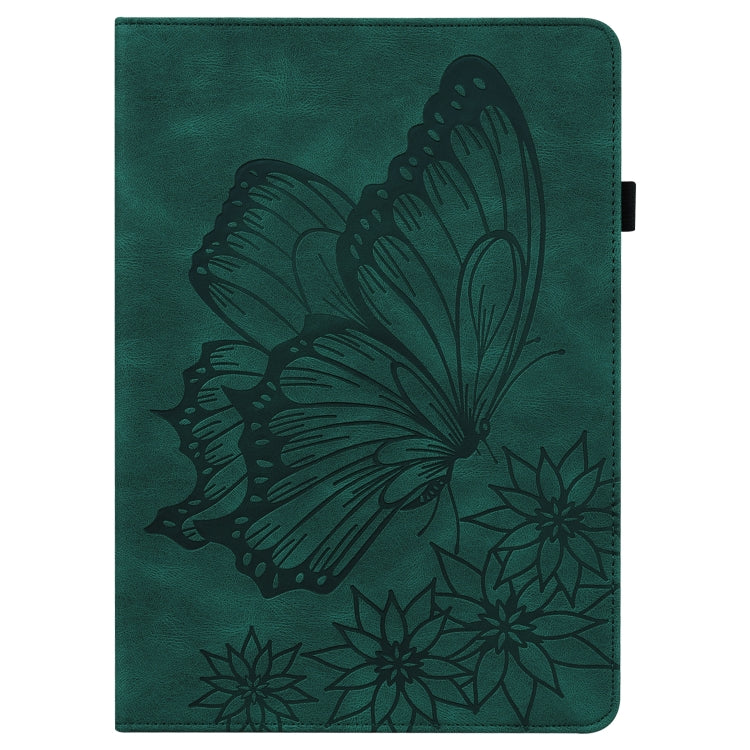 For iPad Pro 11 2022 / 2021 / 2020 / Air 2020 10.9 / 11 2024 Big Butterfly Embossed Smart Leather Tablet Case(Green)