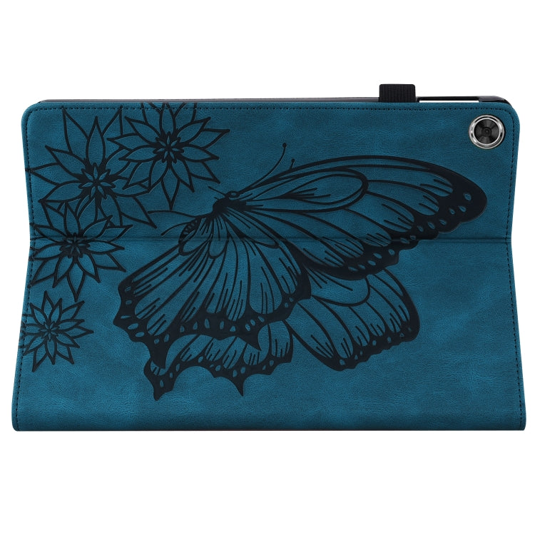 For Huawei MediaPad M5 Lite 10.1 Big Butterfly Embossed Leather Tablet Case(Blue)