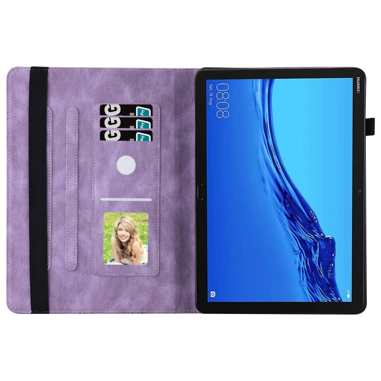For Huawei MediaPad M5 Lite 10.1 Big Butterfly Embossed Leather Tablet Case(Purple)