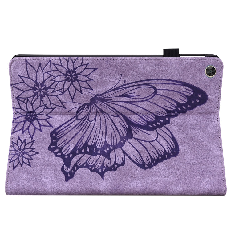 For Huawei MatePad T 10s Big Butterfly Embossed Leather Tablet Case(Purple)