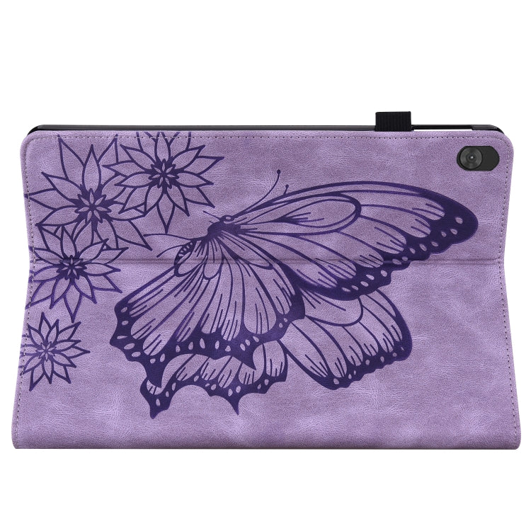 For Lenovo Tab M10 X505L Big Butterfly Embossed Leather Tablet Case(Purple)