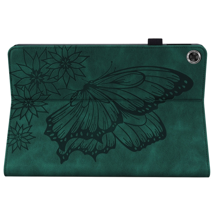 For Lenovo Tab M10 Plus 10.6 3rd Gen 2022 Big Butterfly Embossed Leather Tablet Case(Green)