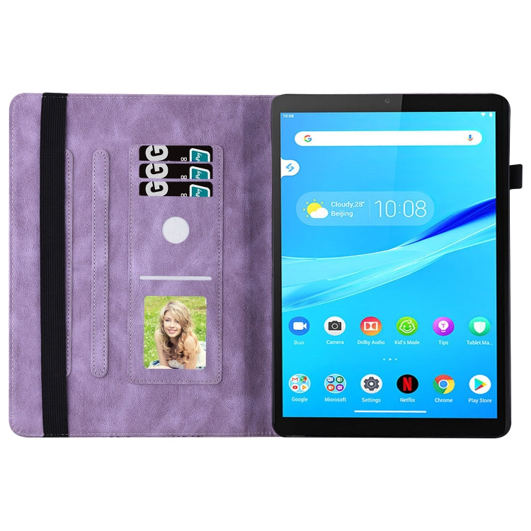 For Lenovo Tab M10 HD 2nd Gen Big Butterfly Embossed Leather Tablet Case(Purple)