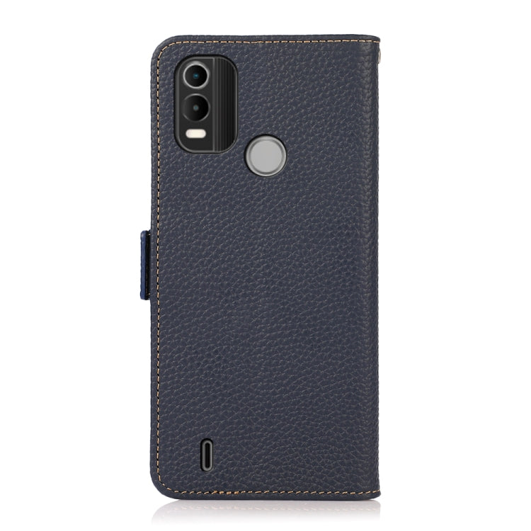 For Nokia C21 Plus KHAZNEH Side-Magnetic Litchi Genuine Leather RFID Phone Case(Blue)