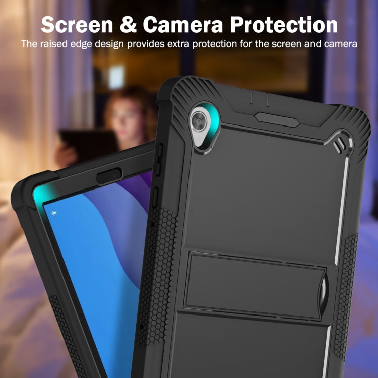 For Lenovo Tab M10 HD Silicone + PC Holder Shockproof Tablet Case(Black) - Lenovo by PMC TechLife | Online Shopping South Africa | PMC TechLife | Buy Now Pay Later Mobicred