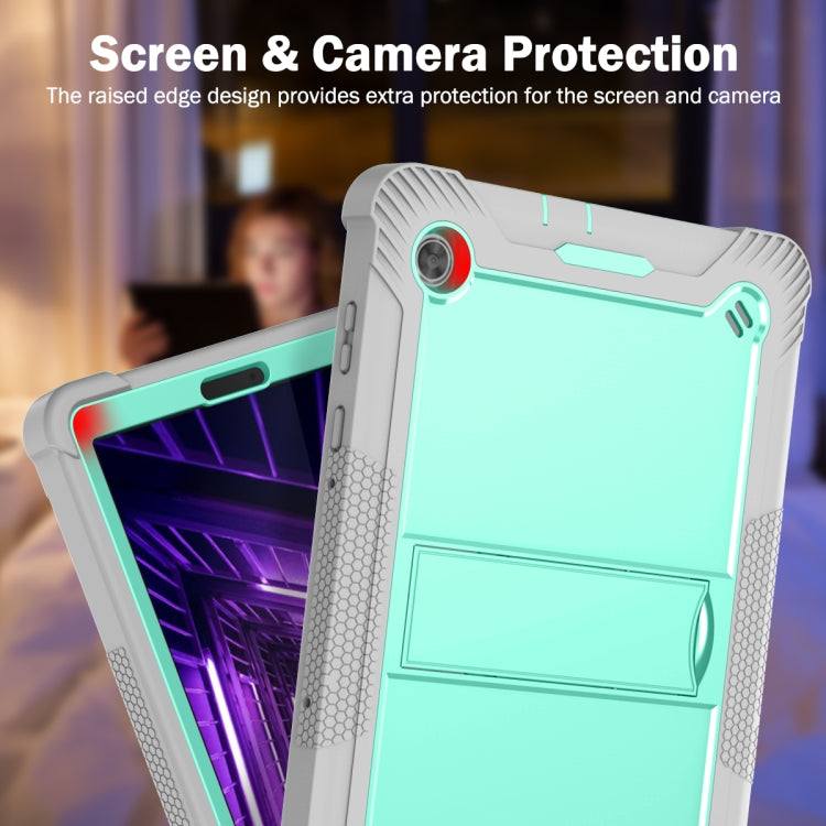 For Lenovo Tab M10 Plus X606 10.3 inch Silicone + PC Holder Shockproof Tablet Case(Grey+Mint Green) - Lenovo by PMC TechLife | Online Shopping South Africa | PMC TechLife | Buy Now Pay Later Mobicred
