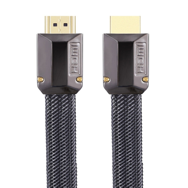 For HDMI 3m 2.0 Version HD Cable 19 + 1 Standard Oxygen-Free Copper Metal Sshell 4K TV Flat Cable(Gun Black + Nylon Mesh)