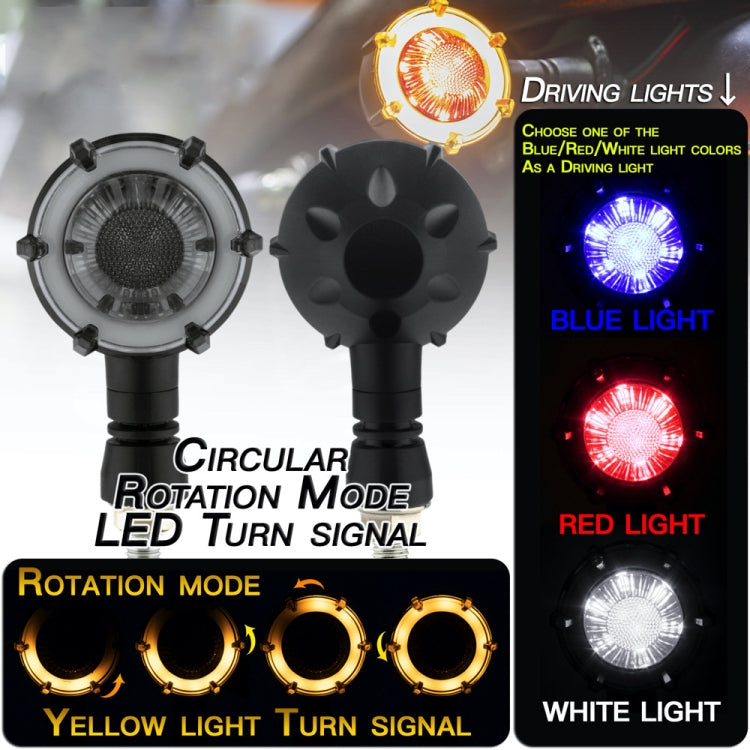 2 PCS PE-ZSD-174 Motorcycle Flashing Rotation Mode LED Two-color Modified Round Turn Signal Light(Yellow + White Light) - Grips by PMC TechLife | Online Shopping South Africa | PMC TechLife | Buy Now Pay Later Mobicred