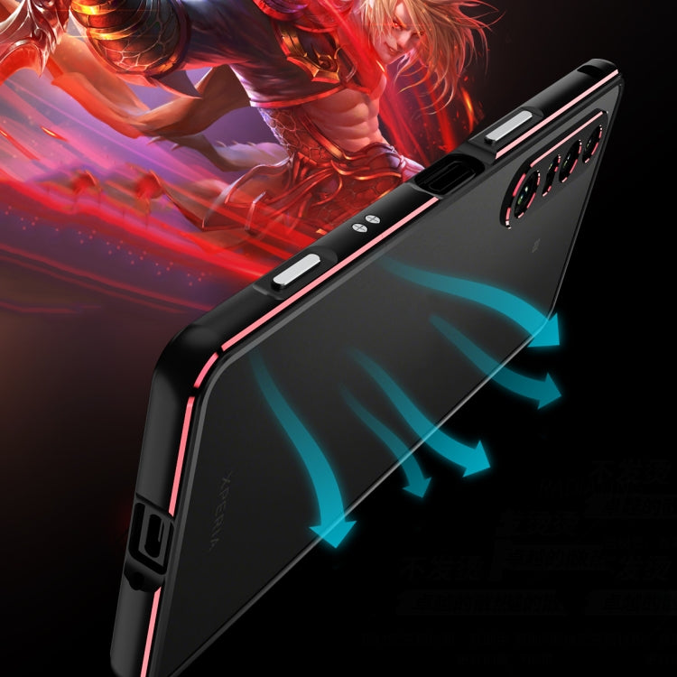 For Sony Xperia 1 IV Aurora Series Lens Protector + Metal Frame Protective Phone Case(Black Red) - Sony Cases by PMC Jewellery | Online Shopping South Africa | PMC Jewellery | Buy Now Pay Later Mobicred