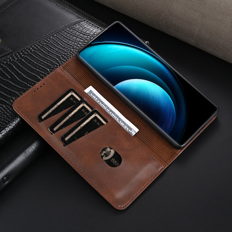 For vivo X100 AZNS Magnetic Calf Texture Leather Phone Case(Dark Brown)