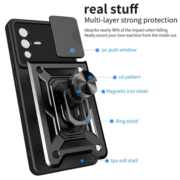 For vivo V23 5G / S12 Sliding Camera Cover Design TPU+PC Phone Case(Red) - vivo Cases by PMC TechLife | Online Shopping South Africa | PMC TechLife | Buy Now Pay Later Mobicred