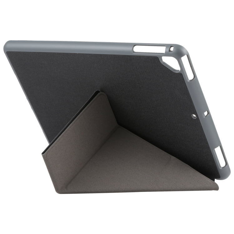 Mutural King Kong Series Deformation Holder Leather Tablet Case For iPad 9.7 2018 / 2017(Black)