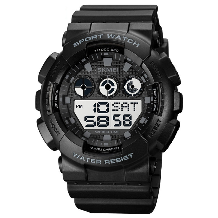 SKMEI 1857 Stainless Steel Buckle PU Strap Water-resistant Electronic Watch(Black and White)