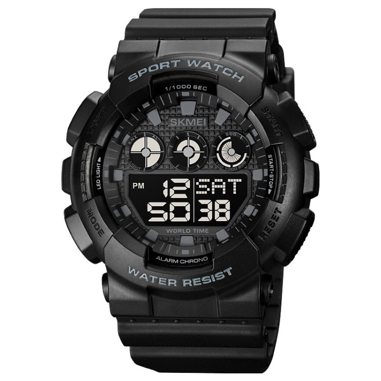 SKMEI 1857 Stainless Steel Buckle PU Strap Water-resistant Electronic Watch(Black and Black)