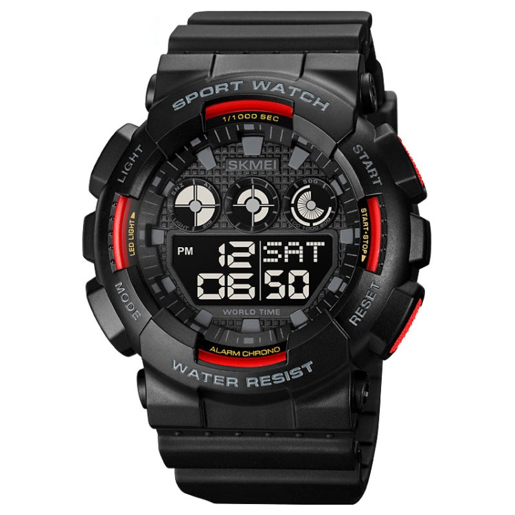 SKMEI 1857 Stainless Steel Buckle PU Strap Water-resistant Electronic Watch(Red)