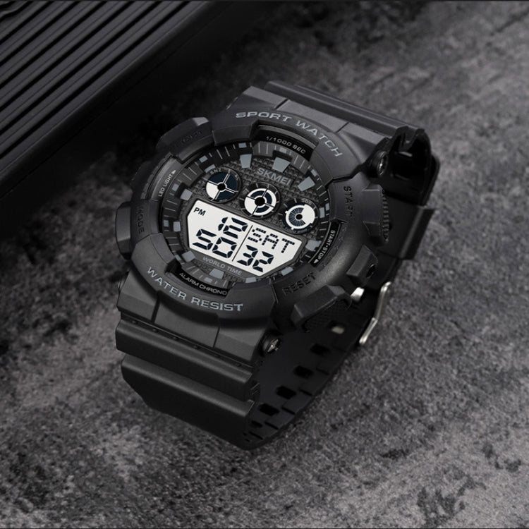 SKMEI 1857 Stainless Steel Buckle PU Strap Water-resistant Electronic Watch(Black Gold)