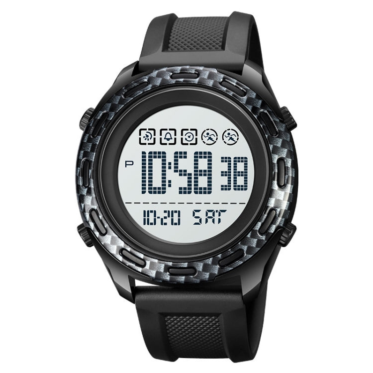 SKMEI 1872 Stainless Steel Buckle PU Strap Water-resistant Electronic Watch, Dial:White(Carbon Brazing)