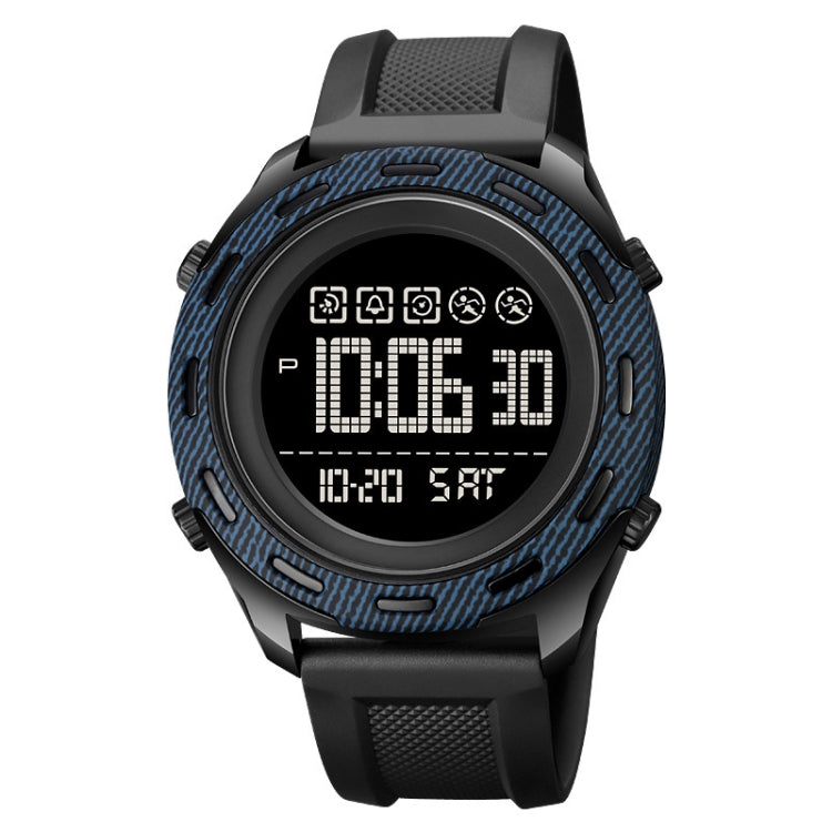 SKMEI 1872 Stainless Steel Buckle PU Strap Water-resistant Electronic Watch, Dial:Black(Denim Blue)