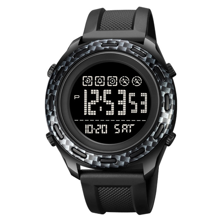 SKMEI 1872 Stainless Steel Buckle PU Strap Water-resistant Electronic Watch, Dial:Black(Carbon Brazing)
