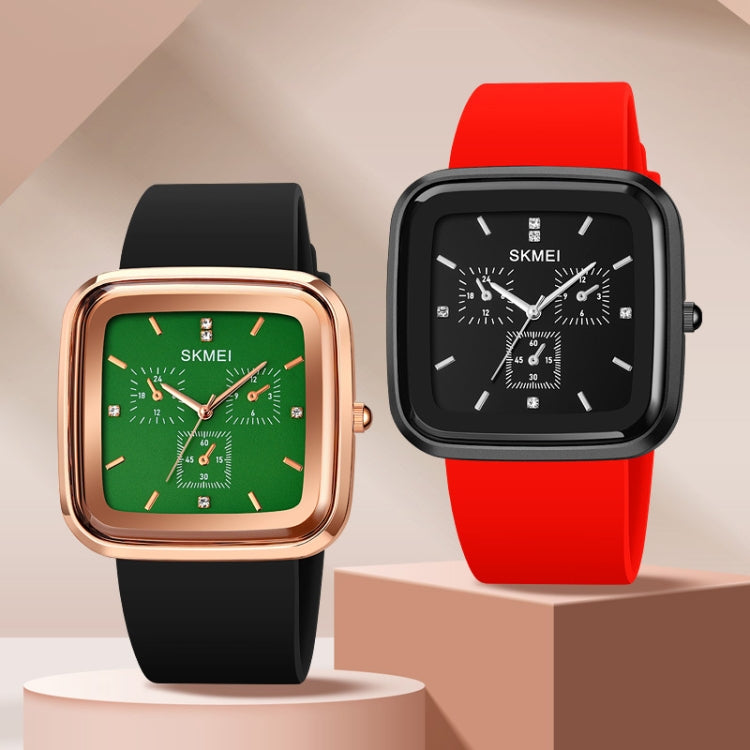SKMEI 1902 Stainless Steel Buckle Silicone Strap Waterproof Quartz Watch(Black+Black) - free shipping - PMC Jewellery - Order now!