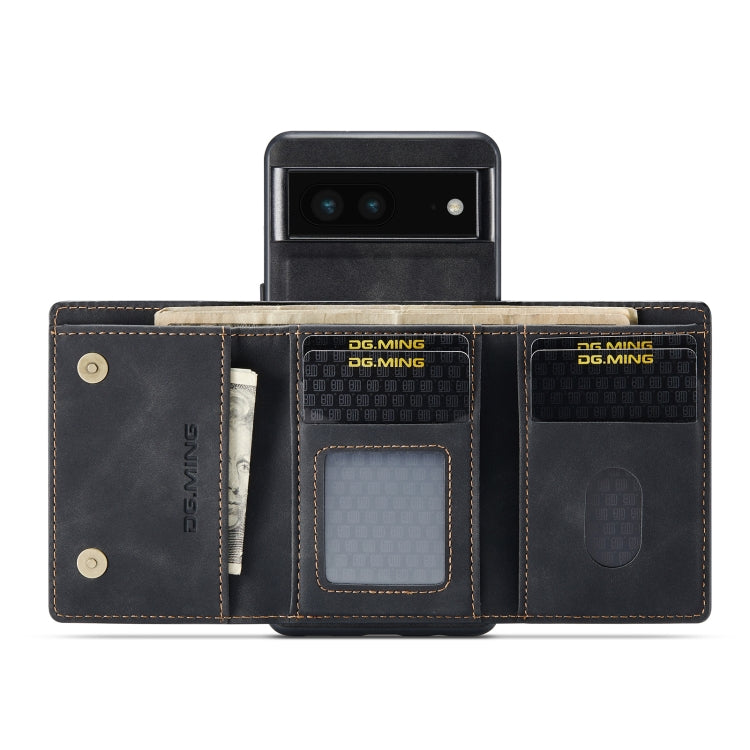 For Google Pixel 7 5G DG.MING M1 Series 3-Fold Multi Card Wallet + Magnetic Phone Case(Black)